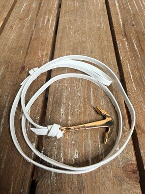 Miansai Unisex Anchor Leather Wrap Bracelet Gold / White